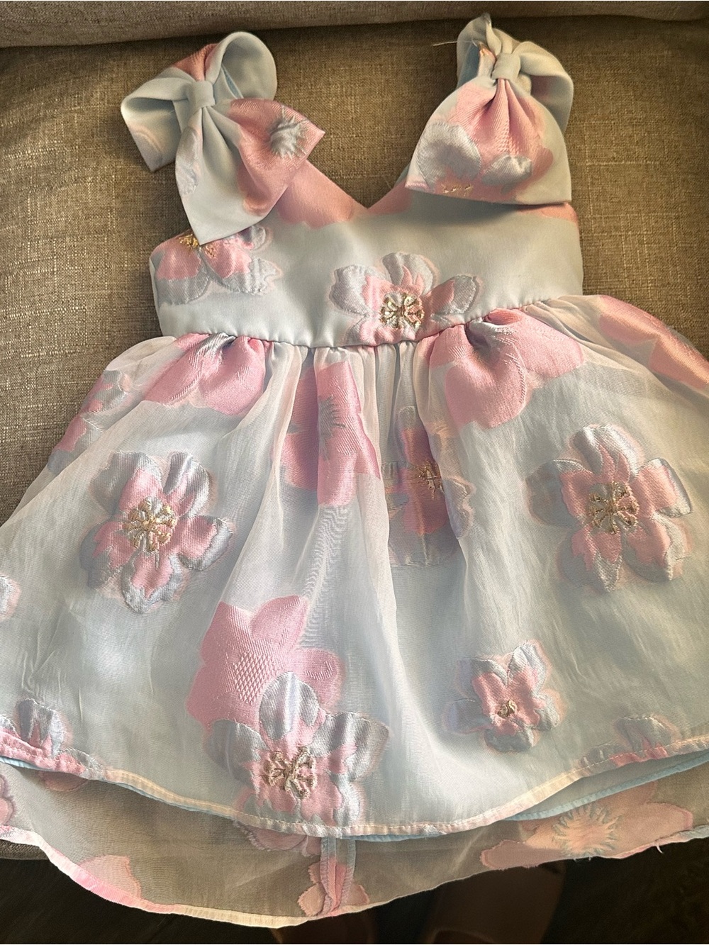 Pastel Blue & Pink Floral Baby Dress